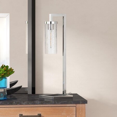 Henn & Hart Malva Polished Nickel Table Lamp with Seeded Glass Shade TL0444